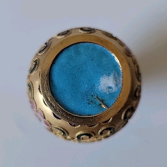 Vintage Chinese Cloisonne Enamel Mini Vase 4" Floral Motif Decorative Ornate - Picture 6 of 9